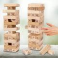 54 Pieces Wooden Jenga Tower Building Blocks Game  Wooden Stacking Blocks Game with Numbers and Dice Game. 