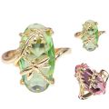 【Hannah Martin Store】Women Dragonfly Leaf Gem Twist Finger Ring Wedding Jewelry Gift. 