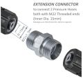 Extension Connector to join M22-15mm Threaded Pressure Hoses - Adapter Joinder Extender Joint for Two Pressure Pipes. 
