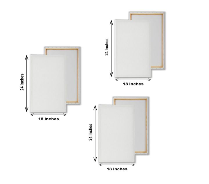Pack of 3 - 18 x 24 Inch Blank White Canvas Boards - 100% Cotton Art Panels for Oil, Acrylic & Watercolor Paint 18x24