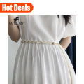 Woven Pearls Waist Chain Belt Women Metal Gold Color Belt Simple Korean Style Chain Belt Sweater Dress Decoration Chain Belt. 