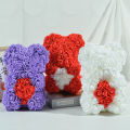 CUANFEN Rose Bear 25cm Teddy Rose Bear With Love Heart Artificial Flower For Valentine's Wedding Birthday Christmas Gift Home Decoration. 