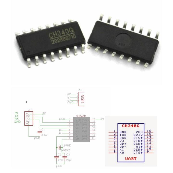 1pcs CH340G SOP-16 IC USB TTL Serial port Chip CH340