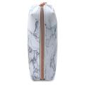 White Marble PU Stationery Pencil Case Pouch Makeup Bag with Zip for Girls Woman. 