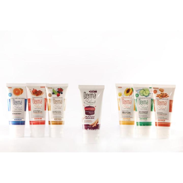 Derma Shine Pack of 7 Facial kit And Pure Organic Lightening Hand & Feet B Mask 70 ml Total 7 Pieces.