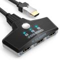 Fosmon 3-Port HDMI Switcher, HDR, HDMI 2.0, HDCP 2.2, 4K@60HZ 1080p Wall Mountable HDMI Switcher [Metallic Alloy Plug  Nylon Braided Pigtail Cable] Compatible with  TV 4K, HDTV. 