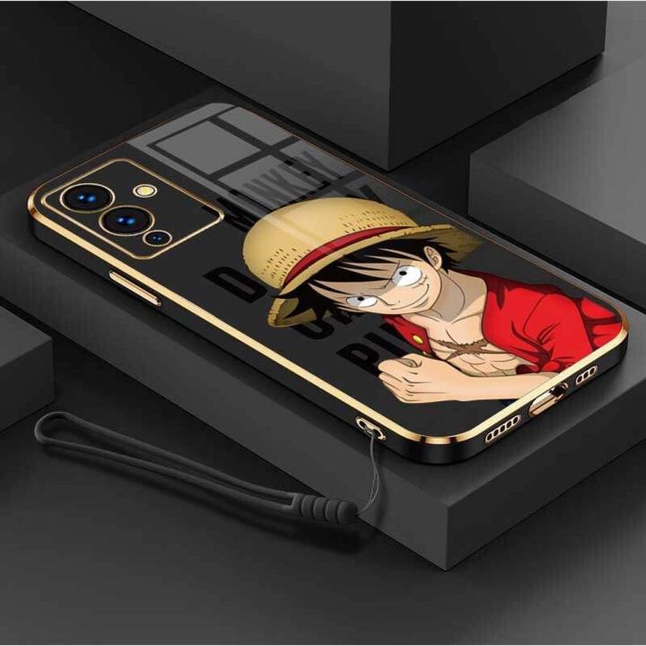 Casing For Infinix Note 12 Pro 5G Infinix Note 12 VIP Luxury Cartoon OnePiece Luffy Camera Protection Phone Case Plating Edges Silicone Soft Cover With Free Lanyard