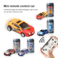 Mini Remote Control Soda Can Car 4 Channel With Front And Back Lights - 2.4GHz - Car Size Approx. 8cm - Blue. 