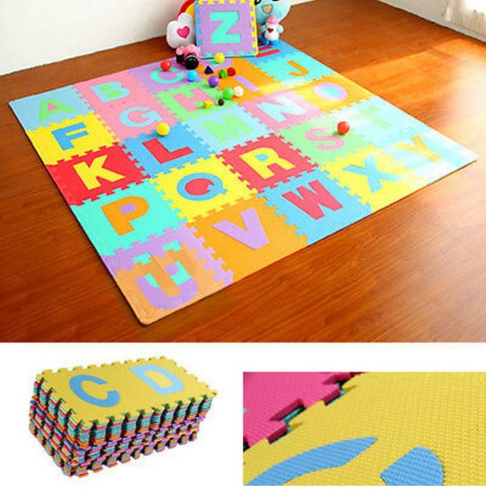 10 x 10 inch each tile ABC Alphabets Puzzle Foam Floor Mat for kids 26 ...