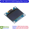4Pin 0.96" SSD1315 OLED Display Module Blue 128x64 Resolution I2C IIC Interface for Arduino Raspberry Pi ESP8266 ESP32 Projects by Electrica. 