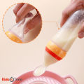 Baby Silicone Feeding Bottle Spoon Baby Food Feeder with Standing Base for Infant Dispensing and Feeding, 90ml. 