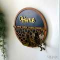 Personalized Name Wooden Key Holder & Jewelry Orgainzer, Round Islamic Pattern Design Wooden Key Hanger, Black & Gold Jewelry Organizer, Home Decor Wall Art, Personalised Wall & Home Decoration. 