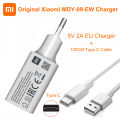 MDY-09-EW Original Xiaomi USB Charger 5V/2A EU Adapter USB 3.0 TYPE C Data Cable For Mi 5 6 8 9 Redmi Note 7 8 Pro F1 A2 A3 Lite. 