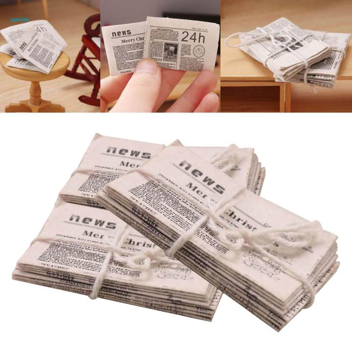 Miniature Newspaper Ornaments Scene Photo Prop 1/12 Dollhouse Newspaper for Household Bedroom