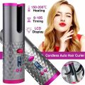 Cordless Hair Curler, Automatic Hair Curling Iron, Heatless Hair Rotating Curler with 3 Temperature & Timer Settings, Portable Rechargeable Rotating Ceramic Curling Fast Heating. 