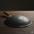 Ulta Tawa Iron Roti Chapati Maker With Wooden Handle Durable Quality Roti Tawa Kitchen Home Chapati Heavy Duty Flat Bread Phulka Roti Tawa Roomali Roti Chapati Phulka Coocking Coockware set Long Usage Frying Pan Non Stick Metal Ulta Tawa 12 Inch. 