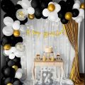 Beautiful Happy Birthday Decoration Set for Boys & Girls Including Birthday Banner, Latex Balloons, Metallic Balloons, Fairy Light, Adhesive Hook, Arch Tape & Net Curtains, Pink & Blue Birthday Decoration Full Set Items. 