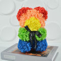 CUANFEN Rose Bear 25cm Teddy Rose Bear With Love Heart Artificial Flower For Valentine's Wedding Birthday Christmas Gift Home Decoration. 