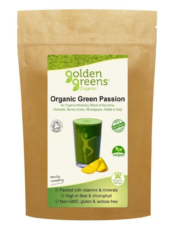 ORGANIC GREEN PASSION Spirulina chlorella wheatgrass alfalfa and kel