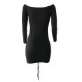 Women  Off Shoulder Ruched Dress Fashion Long Sleeve Off Shoulder Dress for Women Ladies. 