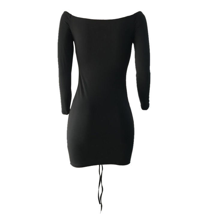 Women%20%20Off%20Shoulder%20Ruched%20Dress%20Fashion%20Long%20Sleeve%20Off%20Shoulder%20Dress%20for%20Women%20Ladies%20-%20Image%207