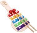 Wooden Xylophone Guitar Shaped Musical Toy for Children with 5 notes (Pack of 1- Multi Color). 