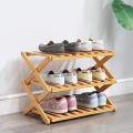 Folding Bamboo Shoe Storage Racks Portable Storage Without Installation 3 Tier. 