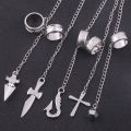 Anime Hunter X Hunter Kurapika Fingers Chain Earrings Punk Hip Hop Vintage Cross Ring Halloween Fashion Unisex Cosplay Accessories. 
