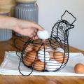 Metal Wire Chicken Shape Egg Basket, Farmhouse Style Black Metal Wire Decorative Basket, Kitchen Egg Collector Basket. 