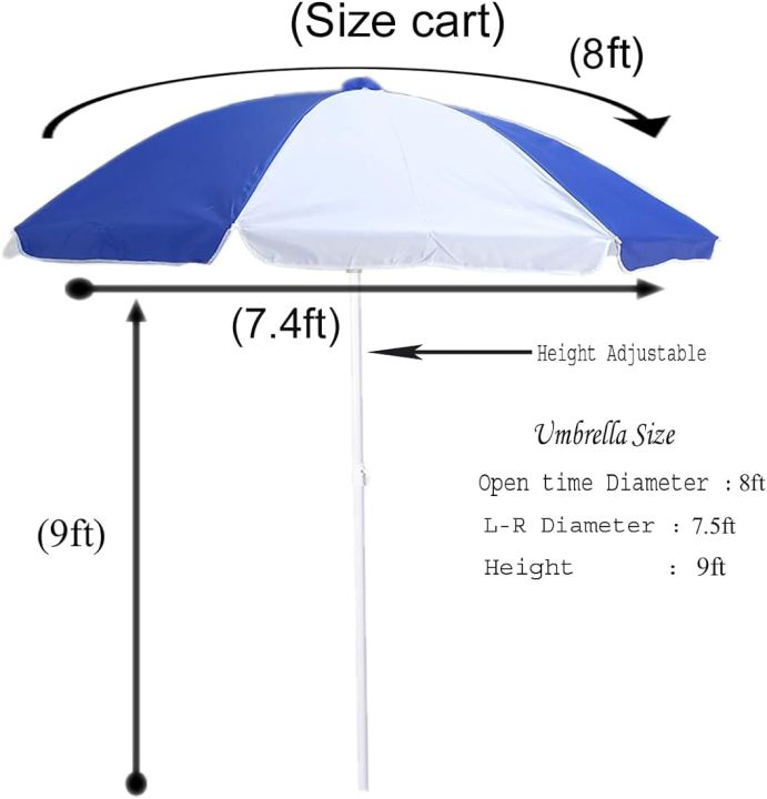 Garden Umbrella Outdoor big size without Stand Holder (only umbrella)  Outdoor Big Size Waterproof Super Cloth Patio Garden Outdoor Umbrella (8ft/96inch) (Blue)