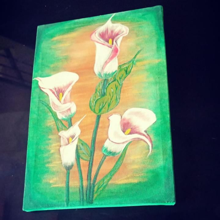 Beautiful handmade acrylic calla lily canvas painting size 12 x 18