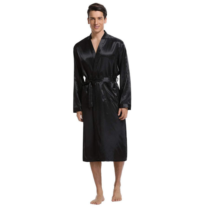 VALERIE MENS COLLECTION OF SLEEPWEAR/NIGHTWEAR Cotton Pre-shrink permanent color silk satin Men's Classic nicely robe/gown Nightwears