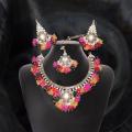 Multicolor Crystals Mehndi Jewellery Set for Girls. 
