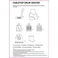 Manual Tabletop Drum Cheese Grater, 3 In 1 Rotary Shredder Slicer Grinder For Cucumber Nut Potato Carrot Cheese, Vegetable Salad Shooter. 