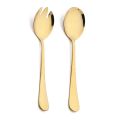 【FUN LIVE】 2Pcs Black Salad Spoon Fork Stainless Steel Salad Dessert Spoon Cutlery Set Serving Spoons Kitchen Utensils Accessorie Tableware. 