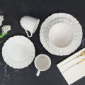 White Ceramic Dinnerware/Dinner Set- 4 Persons Breakfast Set- 16Pcs Dining Set. 
