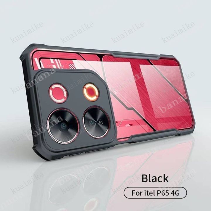Itel P65 Shockproof Phone Case for itel P70 P60 P60s P55 P55+ P50 P40 P40+ RS 4 RS4 S24 S23 S23+ Acrylic Transparent Phone Casing TPU Soft Anti-fall Back Cover