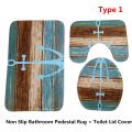 Softly Blue Ship Anchor Print Bathroom Decoration Mildew-proof Waterproof Shower Curtain+ Non Slip Bathroom Pedestal Rug + Toilet Lid Cover + Floor Mat Bath Mat + 5Pcs Stair Mat. 