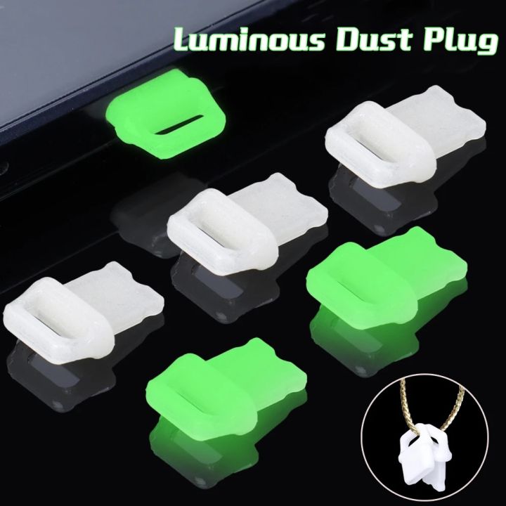 1PC Luminous Cell Phone Dust Plugs DIY Phone Accessories Waterproof Dustproof Plug Cover Type-C Charging Port Protector Compatible for iphone Andriod
