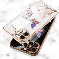 Hontinga for OPPO Reno Z Back Cover With Lanyard Luxury 6D Plating Shiny Pretty butterfly Case Soft Silicone Square Mobile Cover. 