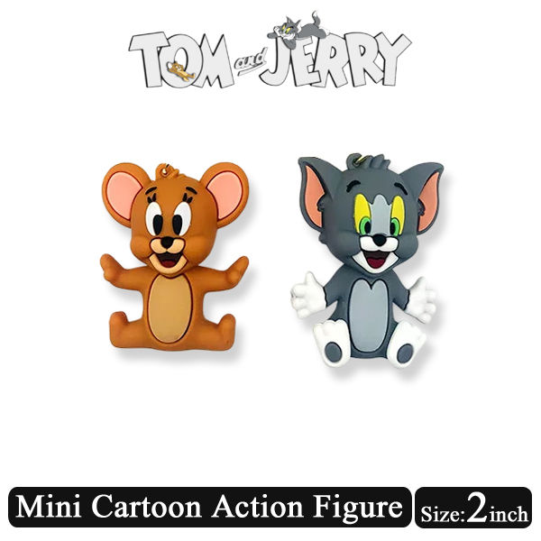 Mini Silicone Rubber 3D Tom and Jerry Cartoon Action Figure Toy - Size 2 inch - Cartoon Character Toys Set For Kids Boys Girls Baby Babies