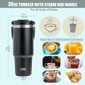 Tumbler with Straw and Lid Handle, 900ML Stainless Steel Coffee Mug, Travel Mug Vacuum Insulated Coffee Cup, Leak Proof Double Wall Insulated Coffee Car Cup for Hot Iced Drinks Proof Hot cold Water Bottle Tumbler Fit Car Holder. 