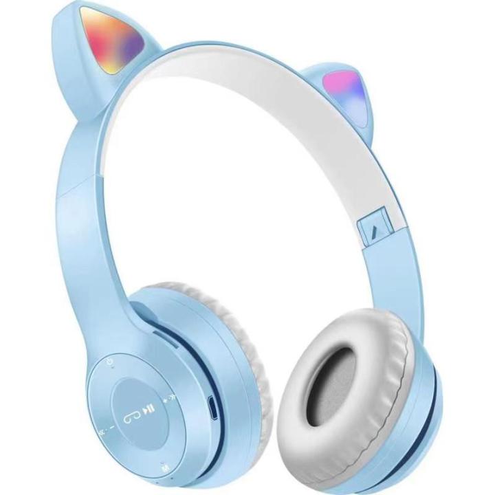 New Cat Headphone Wireless Bluetooth Headphone Headset Cat Ear LED Light Up Wireless Headphones for Mobile Phone PC or Laptop