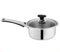 Sonex Mega Classic Cooking Sauce Pan – 16cm, 18cm, 20cm | Premium Stainless Steel with Glass Lid | Heavy Base | Durable, Rust-Resistant Cookware | Gas Stove Compatible. 