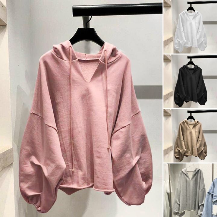 Women Hoodies Women Hoodies Casual Long Sleeves Zipper Placket Solid Color Loose Jackets Drawstring Hooded Coat Spring Autumn Clothing Female