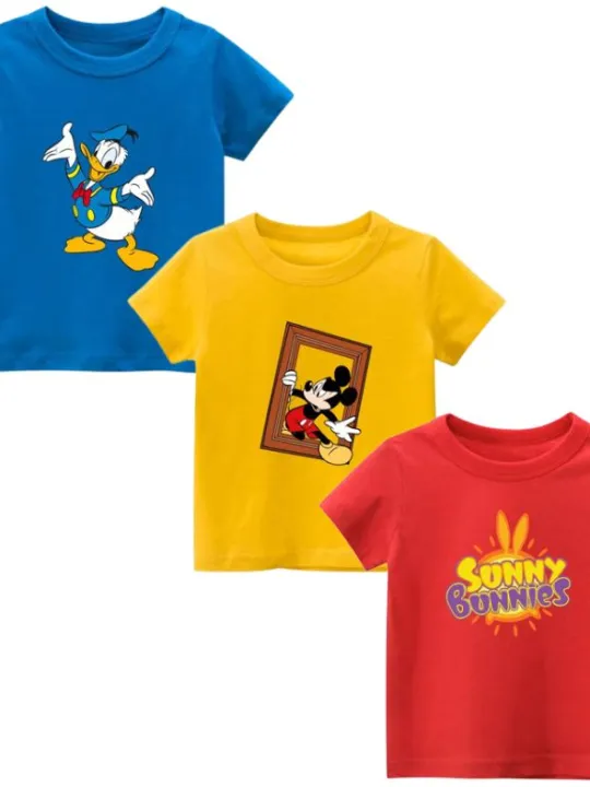 Pack%20of%203%20Printed%20Half%20Sleeve%20Tshirts%20for%20Kids%20(Blue%20Donald,%20Yellow%20Mickey%20Window,%20Red%20Sunny)%20-%20Image%203