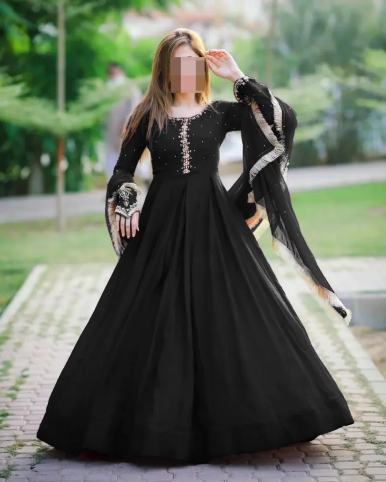 Dress For Girls - Maxi - Maxi Dresses For Girls - Dress - Dresses For Women  - Dresses - Maxi For Girls - Neck Sleeves Kaya Work Embroidered Long Maxi  With Lace Work Dupatta Trouser 3Pcs | Daraz.pk