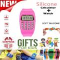 LED calculator electronic watch For boys Girls rubber wrist Watch. 