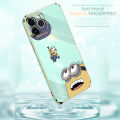 Jizetin (Free Lanyard) for iPhone 13 Pro Max Back Cover Parachute Minions Luxury 6D Plating Case Side Pattern Soft Silicone Square Phone Cases. 