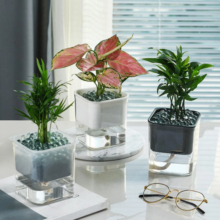 Self Watering Pots for Indoor & Outdoor Plants -Square Shape Elegant Design - Home Decor (Pack Of 1)